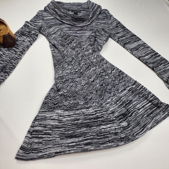 Style & Co. Grey Blk Stripe Cowl Neck Dress Small - Picture 10 of 12